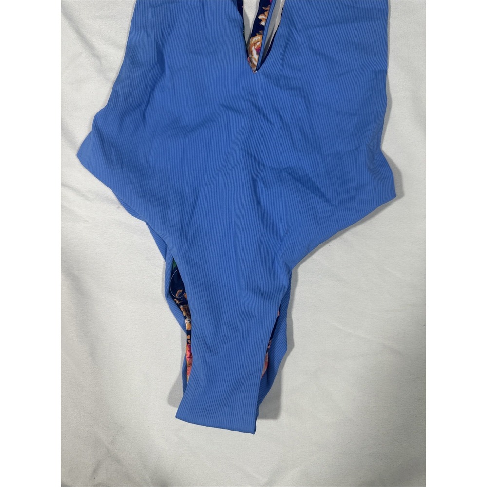 NEW $154 Maaji [ Medium ] Tiky Reversible Cheeky Cut Plunge One Piece Blue T1955 - Picture 5 of 13
